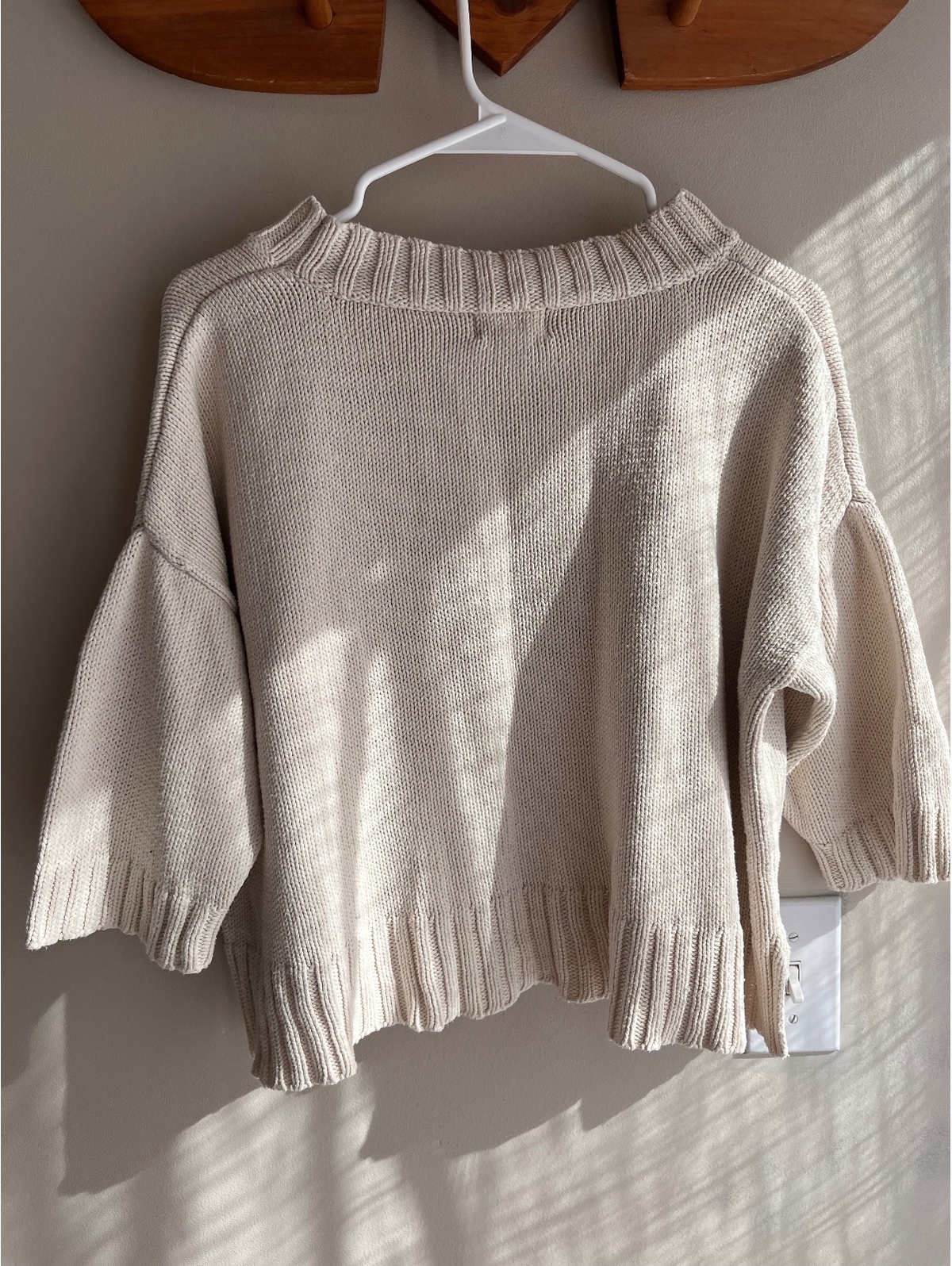 Honest Cotton Organic Crop Knit Sweater Cream Euc — image 7 of 8